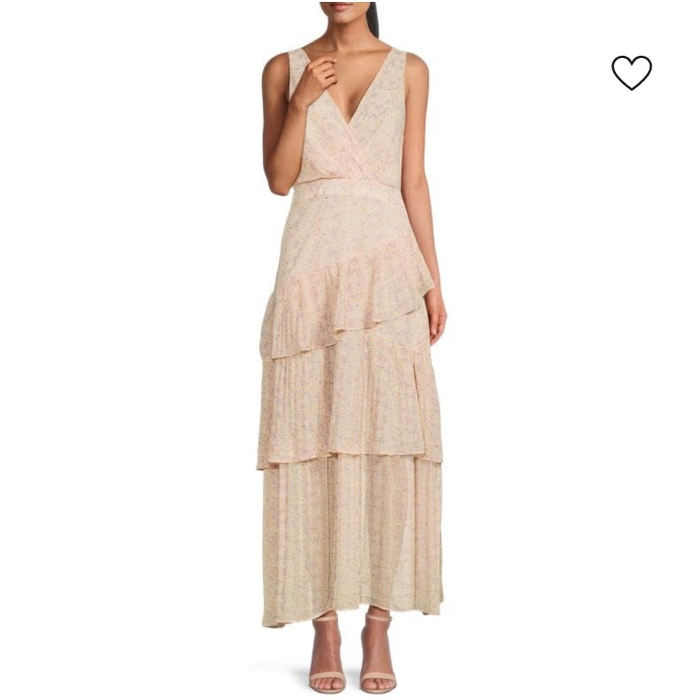 Lea & Viola Tiered Floral Ruffle Maxi Dress(Medium)